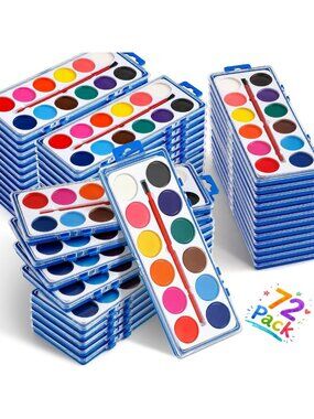 72-Pack Watercolor Paint Set - Vibrant 12 Colors for Kids & Art Projects